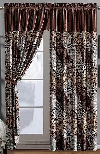 Miniatura 4 de GrandLinen Juego de edredón de 3 piezas, color marrón oscuro, negro, estampado de animales, leopardo, cebra, guepardo de invierno con forro de sherpa