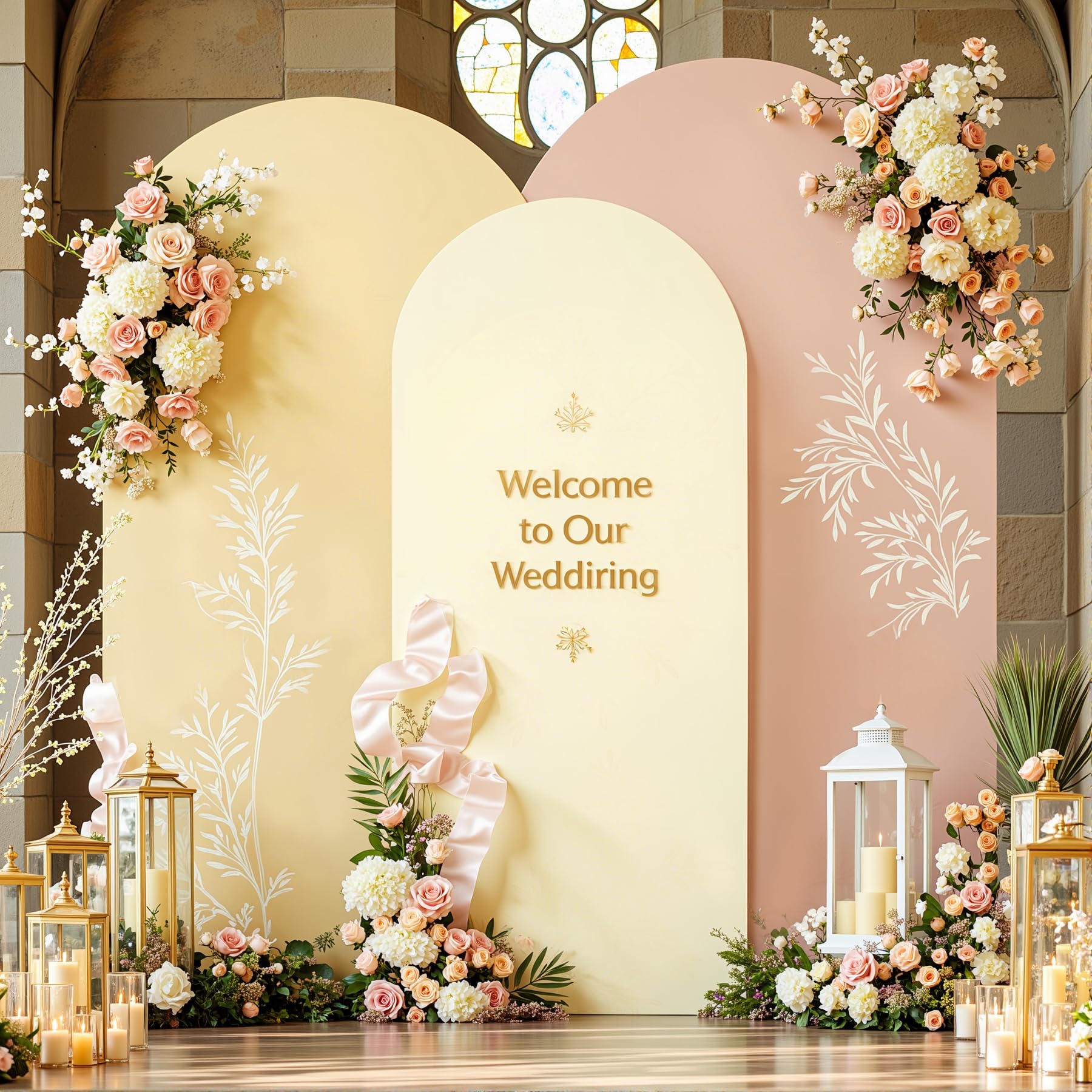 Champagne Cream Arch Backdrop Covers Set of 3 Party Arch Covers 6FT 6.6FT 7.2FT Cream Arch Covers Stretchy Backdrop Bridal Baby Shower Birthday Photo