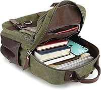 Vista 7 de Vintage Messenger Bag, Canvas Backpack for Travel, Men's Shoulder Bag, Dual-use Bag for Hand Carry and Crossbody Carry Verde