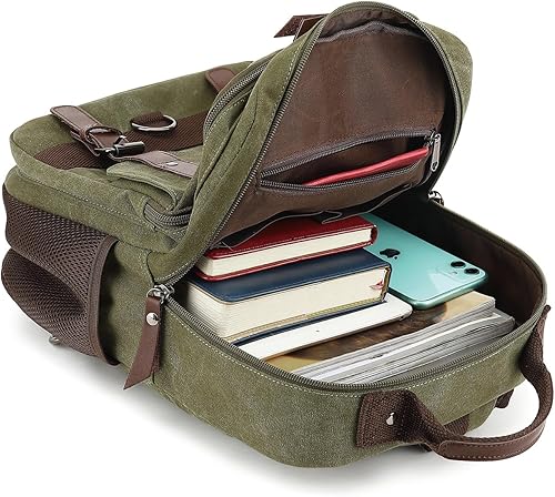 Miniatura 7 de Bolsa de mensajero vintage, mochila de lona para viajes, bolsa de hombro para hombre, bolsa de doble uso para transporte de mano y transporte cruzado