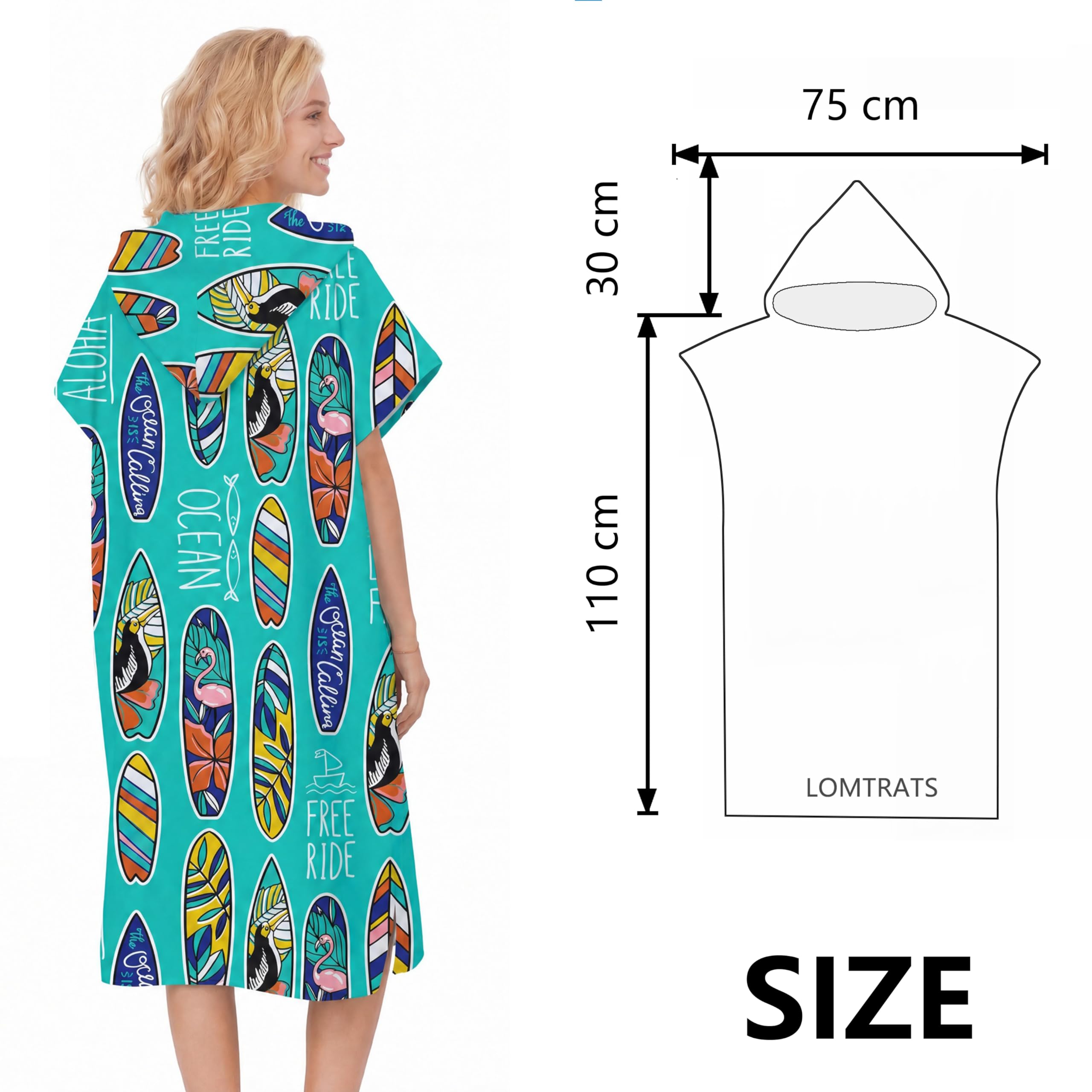 Toalla de Tela de Secado rápido, Capa de Surf, Toalla cambiante, Bata de baño con Capucha y Bolsillos para Mujeres y Hombres, natación, Playa, Surf, Buceo, baño en casa (Adult-M)