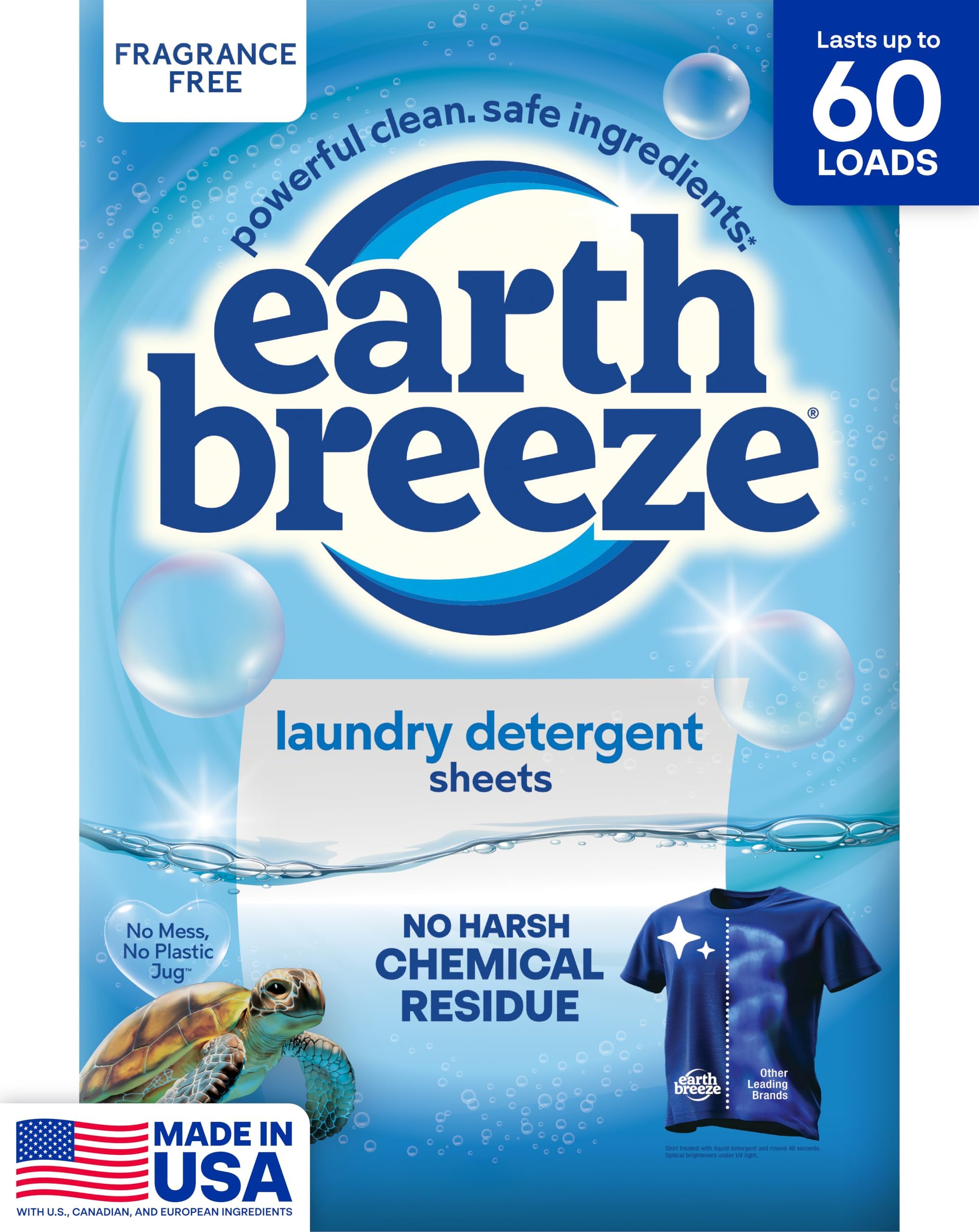 Laundry Detergent Sheets Fragrance-Free 60 Loads | Eco Liquidless Soap - Travel-Friendly for Hot & Cold Cycles, Tackles Tough Stains & Odors - Gentle on Sensitive Skin