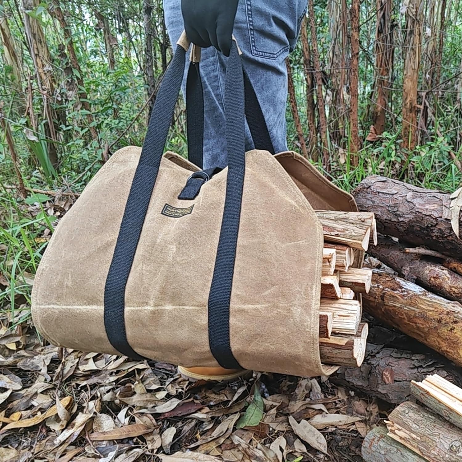 Firewood Carrier, Log Carrier for Firewood, Wood Carrying Bag for Firewood, Firewood Carriers with Handles for Fire Pit, Camping, BBQ Barbecue, Outdoor Activity - Image 6