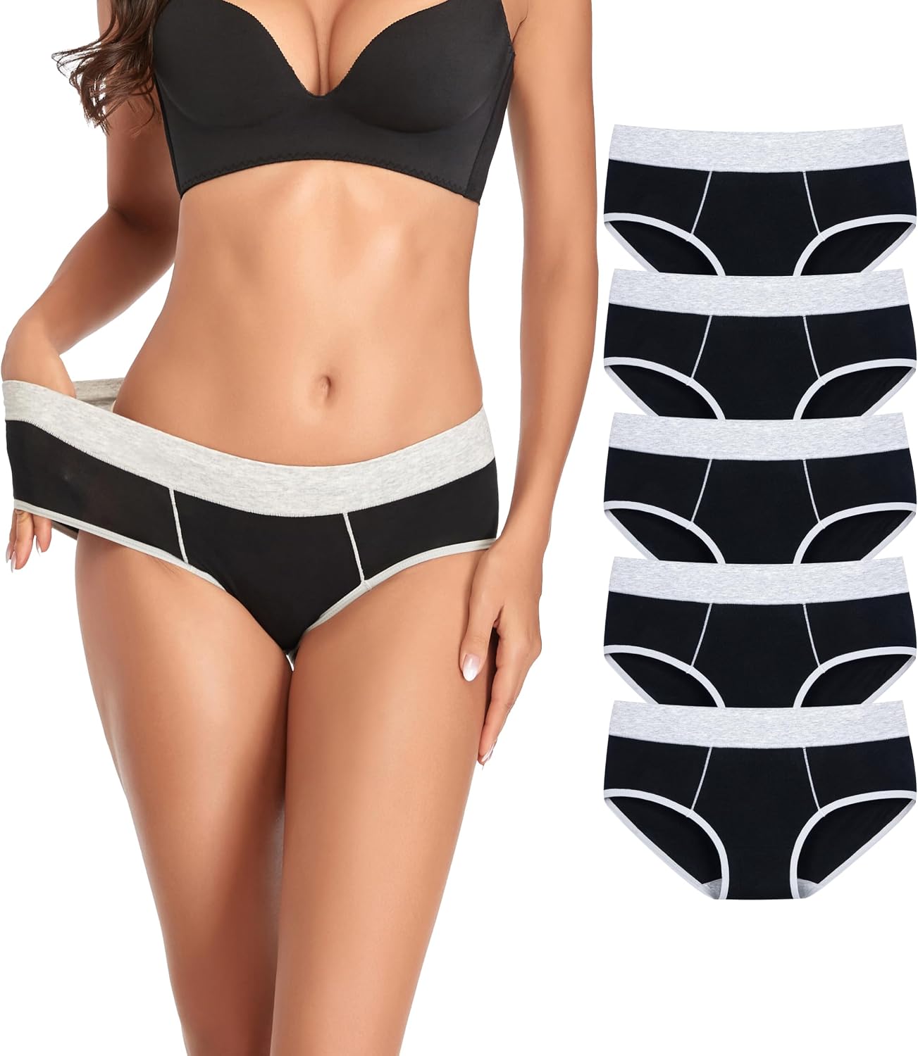 Cotton Underwear for Women Mid Rise Hipster Panties Full Briefs Stretchy Ladies Full Coverage Panties