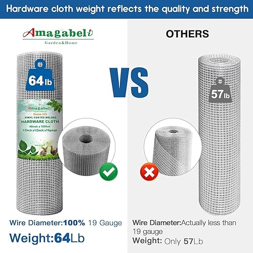 Miniatura 10 de Amagabeli - Paño de hardware de 1/4 de pulgada, 48 pulgadas x 100 pies, calibre 19, valla de alambre de soldadura, rollo de malla de alambre