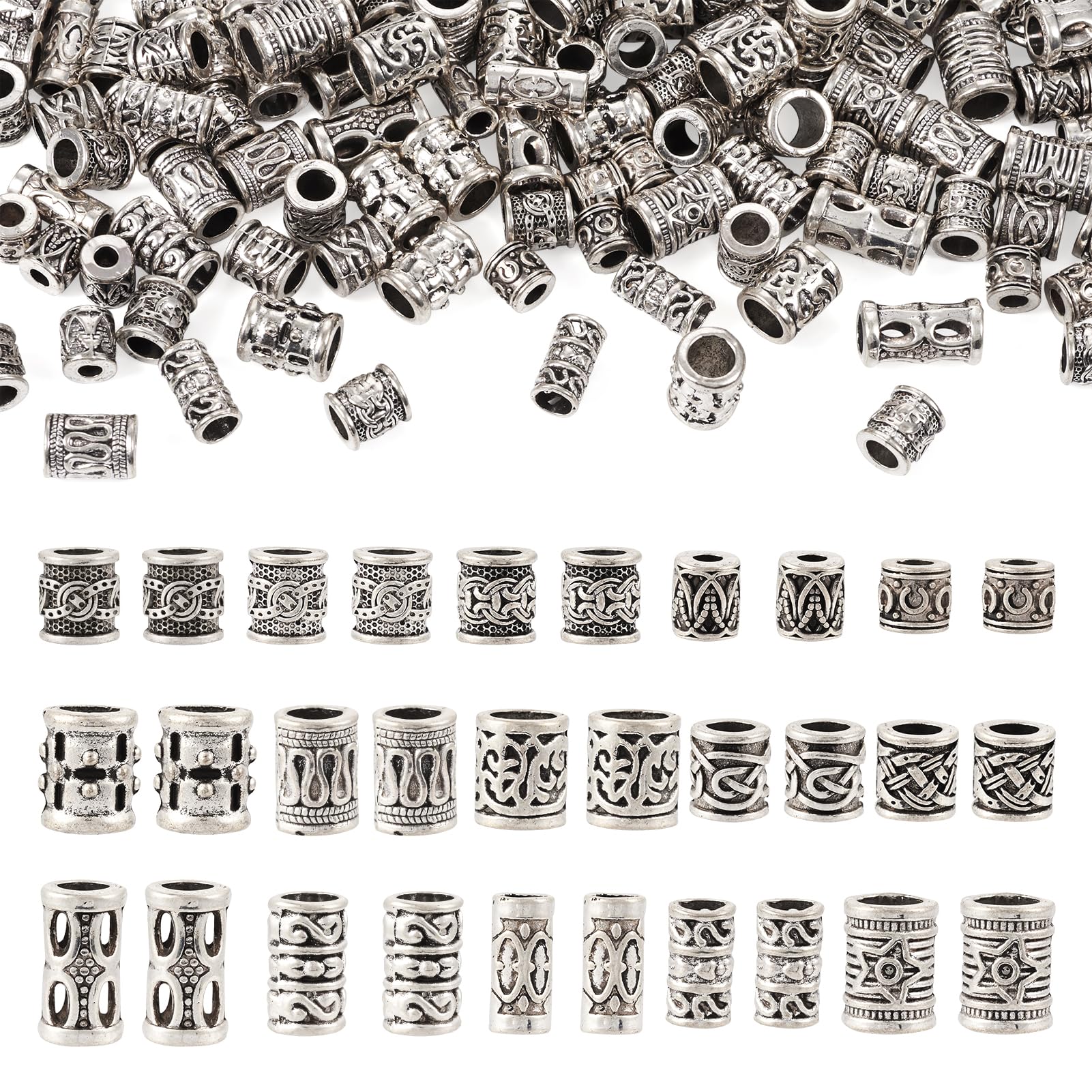 Perles européennes à grand trou pour tresses de cheveux et bracelets bohèmes