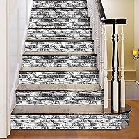 Vista 4 de Yancorp Papel tapiz de ladrillo de 32.8 pies, papel adhesivo impermeable, autoadhesivo, fácil de despegar, papel tapiz blanco y gris