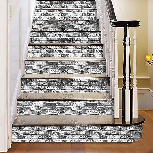 Miniatura 3 de Yancorp Papel tapiz de ladrillo de 10 pies, papel de contacto para despegar y pegar, impermeable, autoadhesivo, fácil de quitar, papel tapiz gris