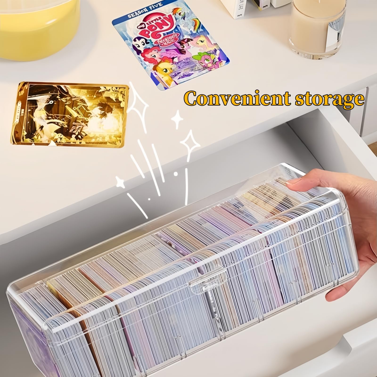 Caja Cartas, Caja para Tarjetas, Game Card Storage Box Deck, Organizador Transparente con Separadores Ajustables, para Tarjetas de Estudio, Tarjetas de Visita, Notas y Tarjetas de Colección