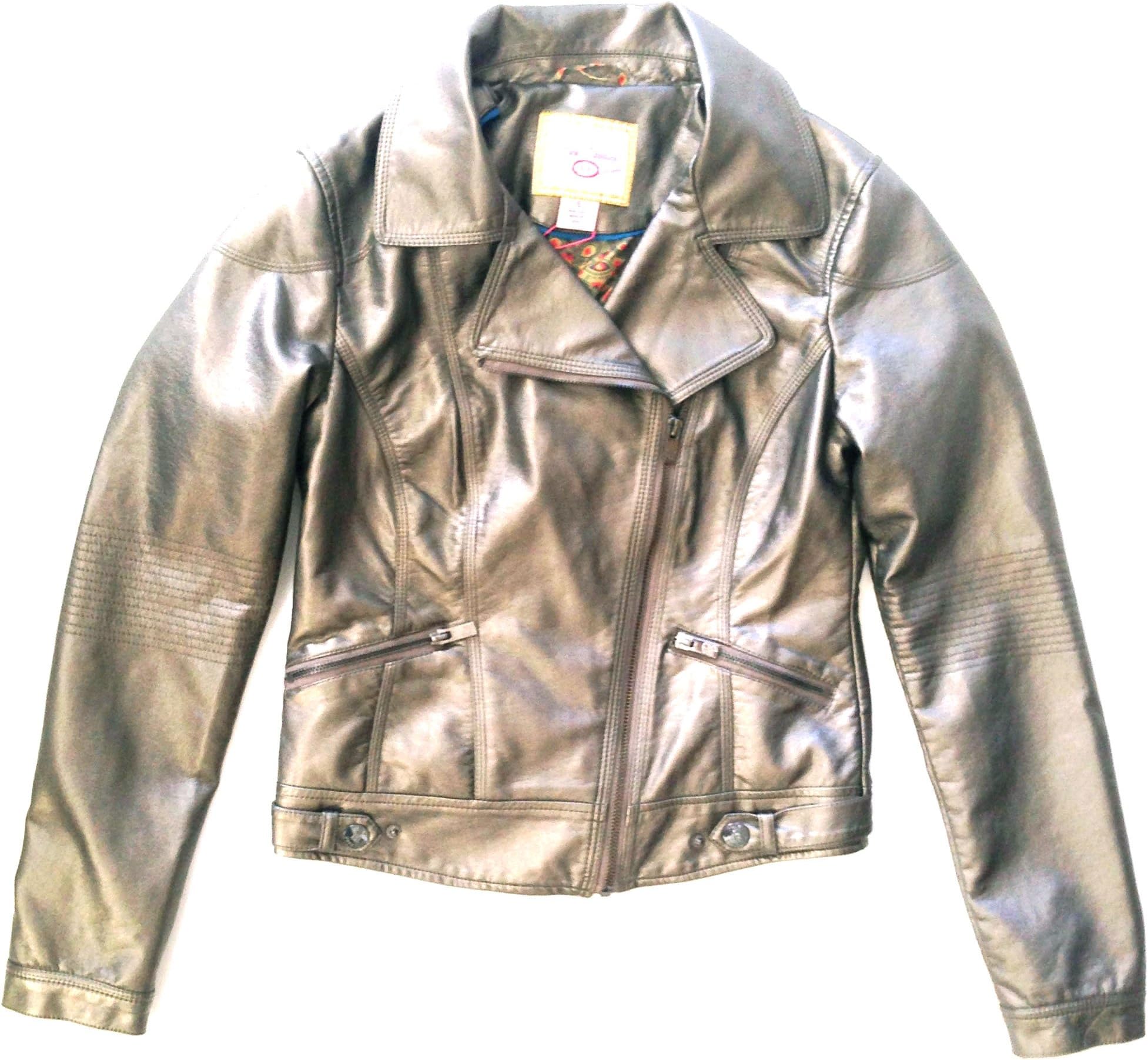 Pink Envelope Junior Faux Leather Jacket - Pweter Small Size