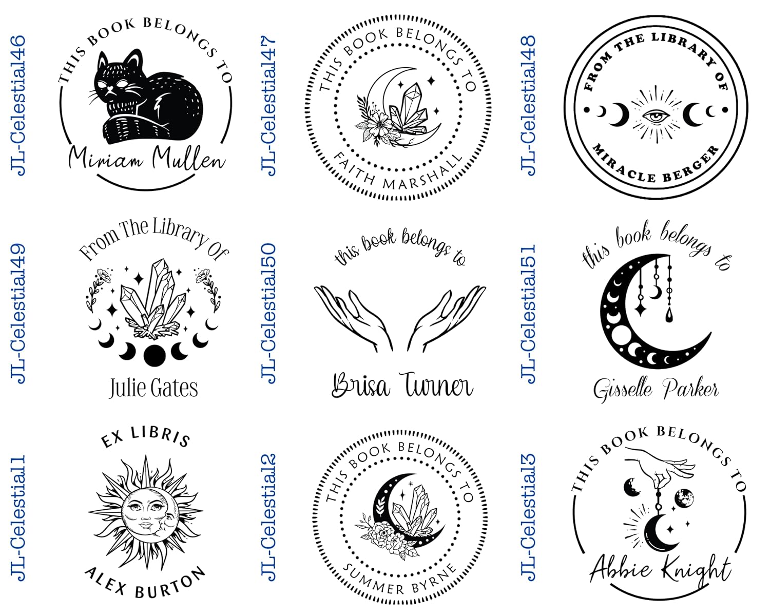 Personalized Embosser Book Stamp - From the Library of | Book Embosser | Custom Embosser Stamp | Ex Libris Embosser | personalized embosser | Celestial Design 1 5/8" x 1 5/8"