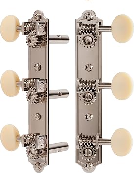Golden Age Restoration Tuners Slotted Peghead - Bell-end, Bright Nickel | Pre-War 3-On-Plate Replica, 151 Ratio, Cream Knobs, 1-3/8" Post Spacing, Vintage Guitar Restoration