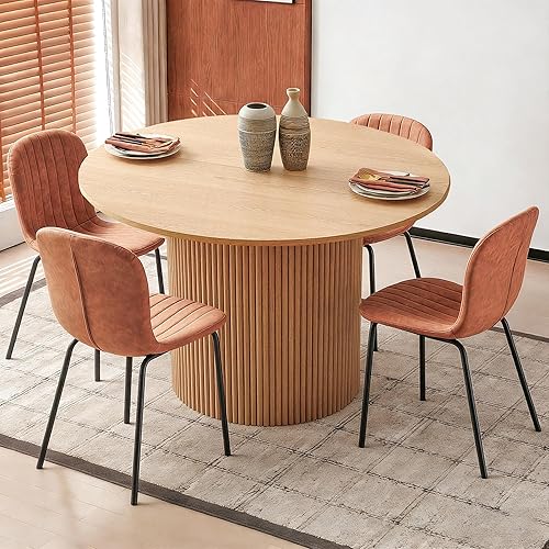 Miniatura 10 de Juego de mesa de comedor redonda de 37 pulgadas para 4, moderno juego de café de cocina de círculo pequeño para apartamento, sala de estar, oficina,