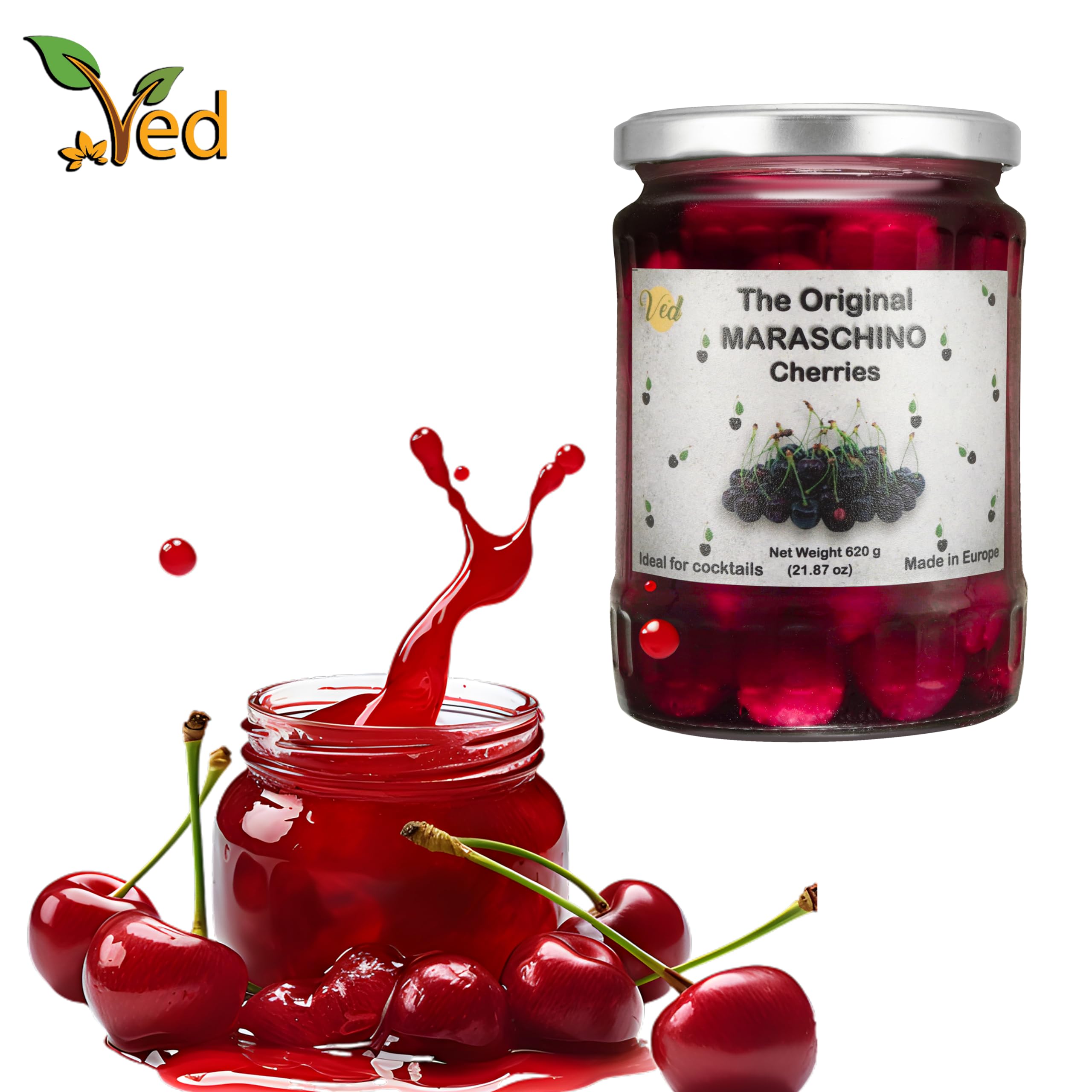 Ved Gourmet Original Maraschino Cherries, Italian Cherry for Old-Fashioned Cocktails, Vegan Cocktail - Image 4
