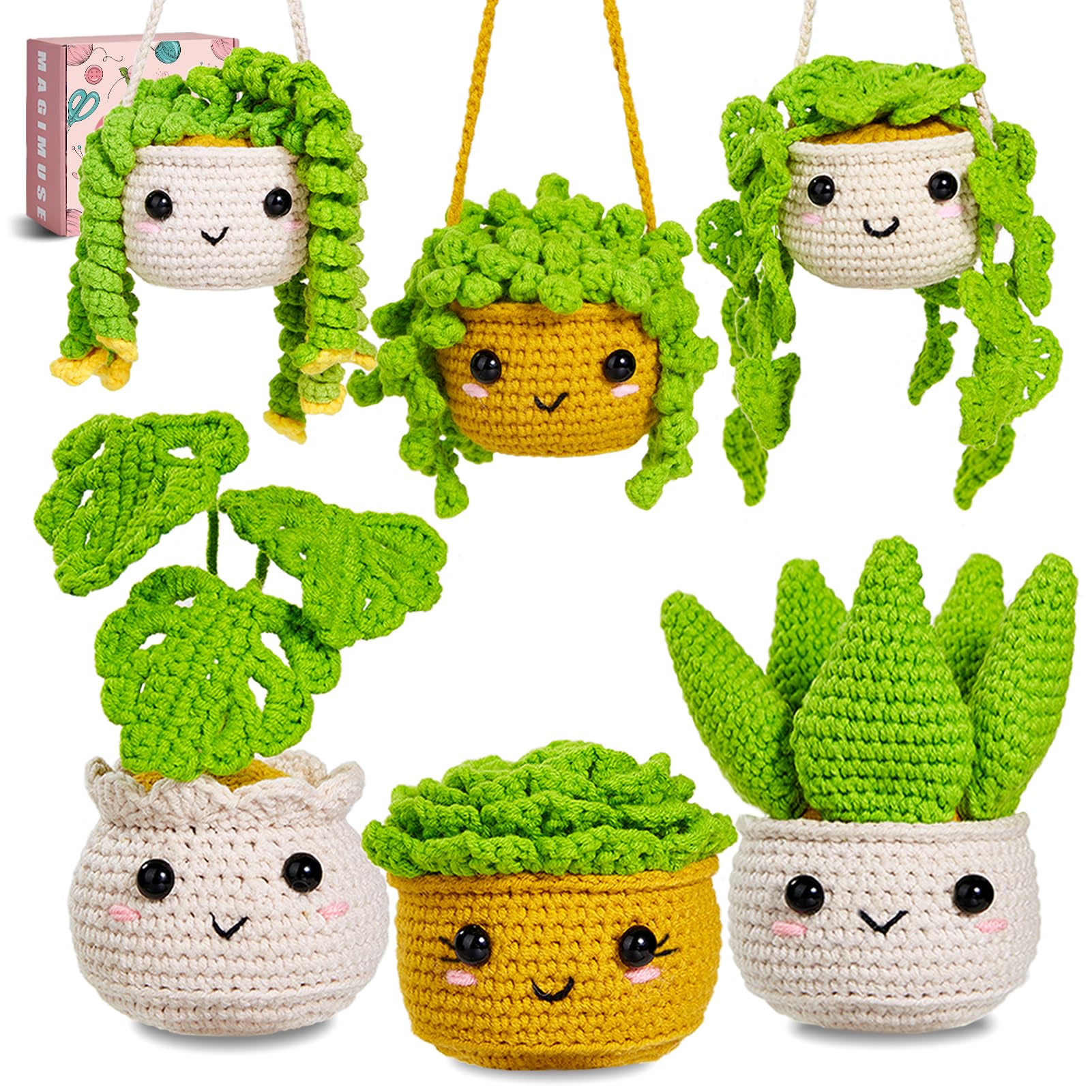 Amazon.com: MAGIMUSE Crochet Kit for Beginners,Crochet Starter Kits with  Step-by-Step Video Tutorials, DIY Craft Kits Amigurumi Knitting Supplies, Monstera  Plant Family (40%+ Yarn)