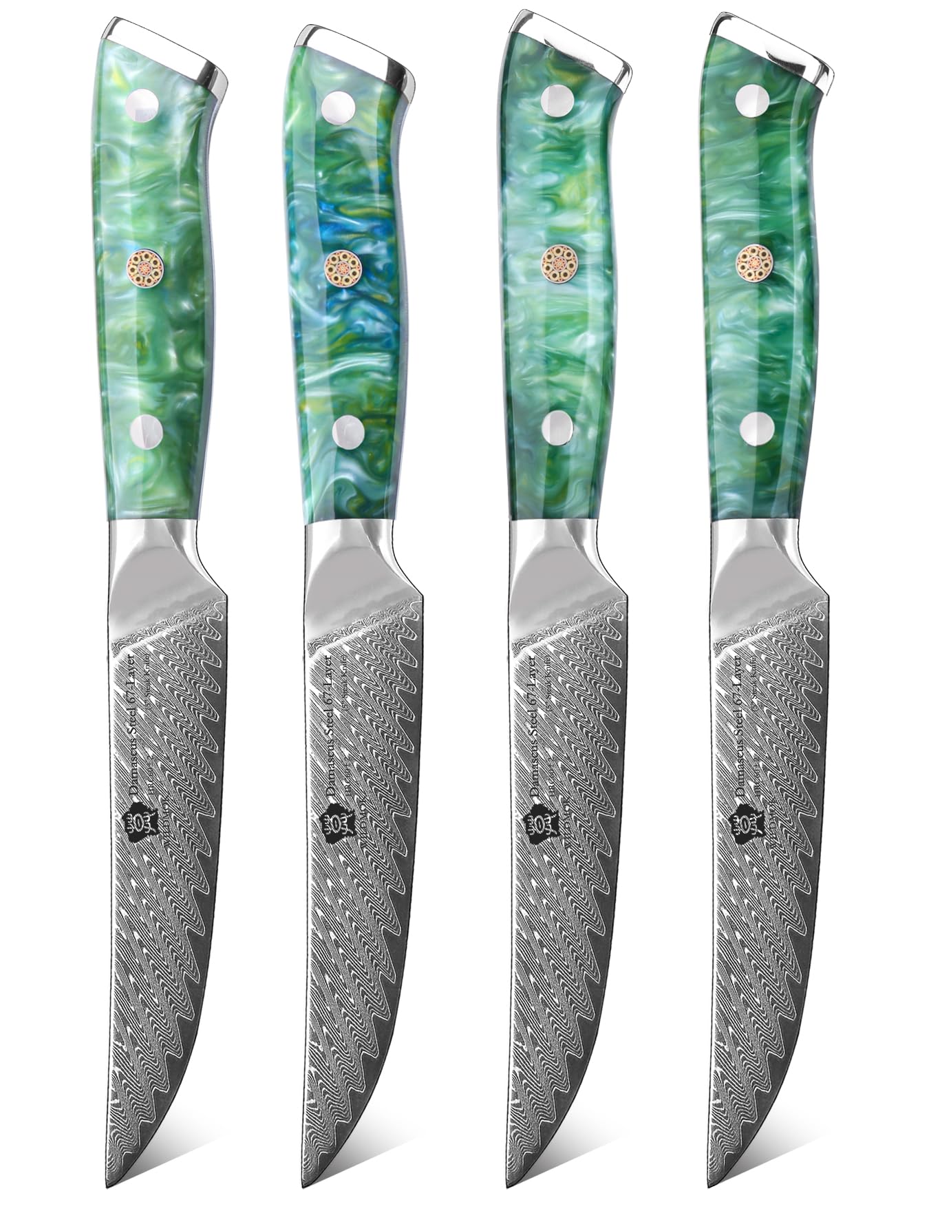 WILDMOK Steakmesser, 13cm nicht gezahnt, Steakmesser-Set mit