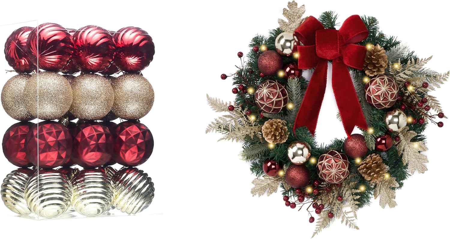 Valery Madelyn 2 Pcs Christmas Decor Value Pack Bundle for Outdoor Indoor Home Fireplace Mantel Front Door Decorations