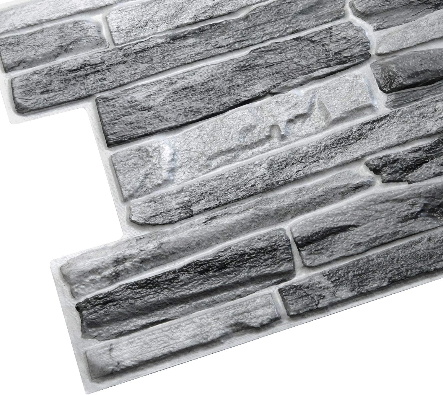 Dundee Deco PG7013-5 Dark Grey Faux Slate PVC 3D Wall Panel, 3.3 ft X 1.7 ft (98 cm X 50cm), Interior Design Wall Paneling Decor, 5.61 sq. ft. (0.49sq. m) Each, Pack of 5