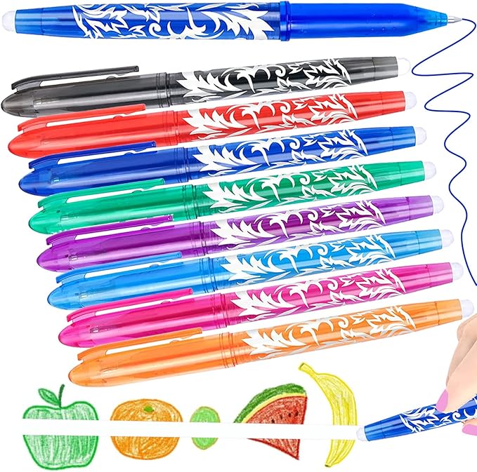 8 Erasable Pens Rub Out Pens Eraser Pen Erasable Gel Pens with
