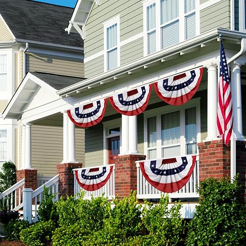 Miniatura 7 de Bandera plisada de Estados Unidos, bandera estadounidense de 2 x 4 pies, bandera patriótica de medio abanico para decoración de interiores y