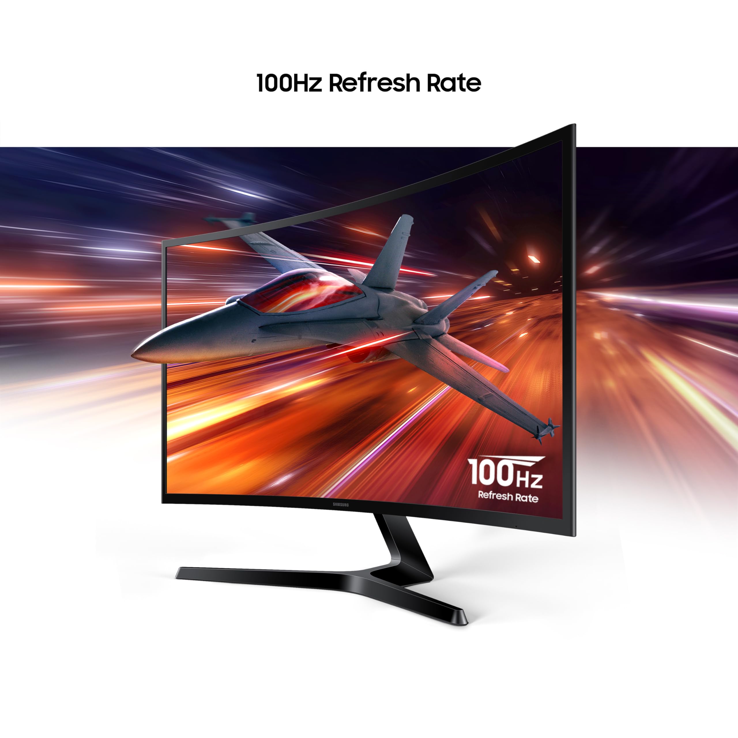 Samsung 27" (68.5cm) 100Hz Curved Monitor|1800R Curved Screen|100Hz|4ms|SRGB 95%|Ports-HDMI,D-Sub,Headphone|Game Mode|EyeSaver Mode|16.7M Color Support|Flicker Free|Off Timer Plus|LS27D368GAWXXL|Black — Amazon image 3