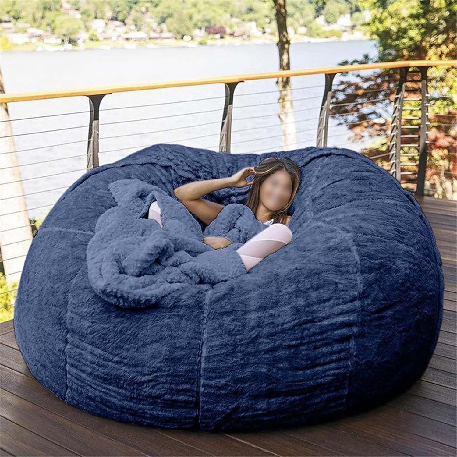 4.5FT Bean Bag Chair Cover (No Filler) Comfy Giant Bean Bag Cover for Adult & Teen, Washable Large Beanbag Chair Cover (Wine Red,53in)