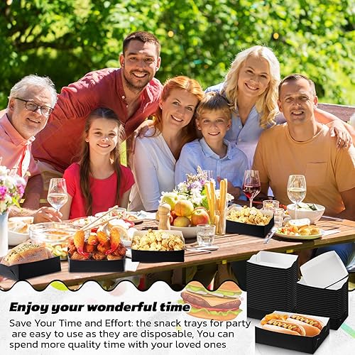 Miniatura 5 de Uiifan 100 bandejas de papel de 2 libras, bandejas desechables para nachos, cartón, Halloween, papel de Halloween, bandejas para botes, bandejas de