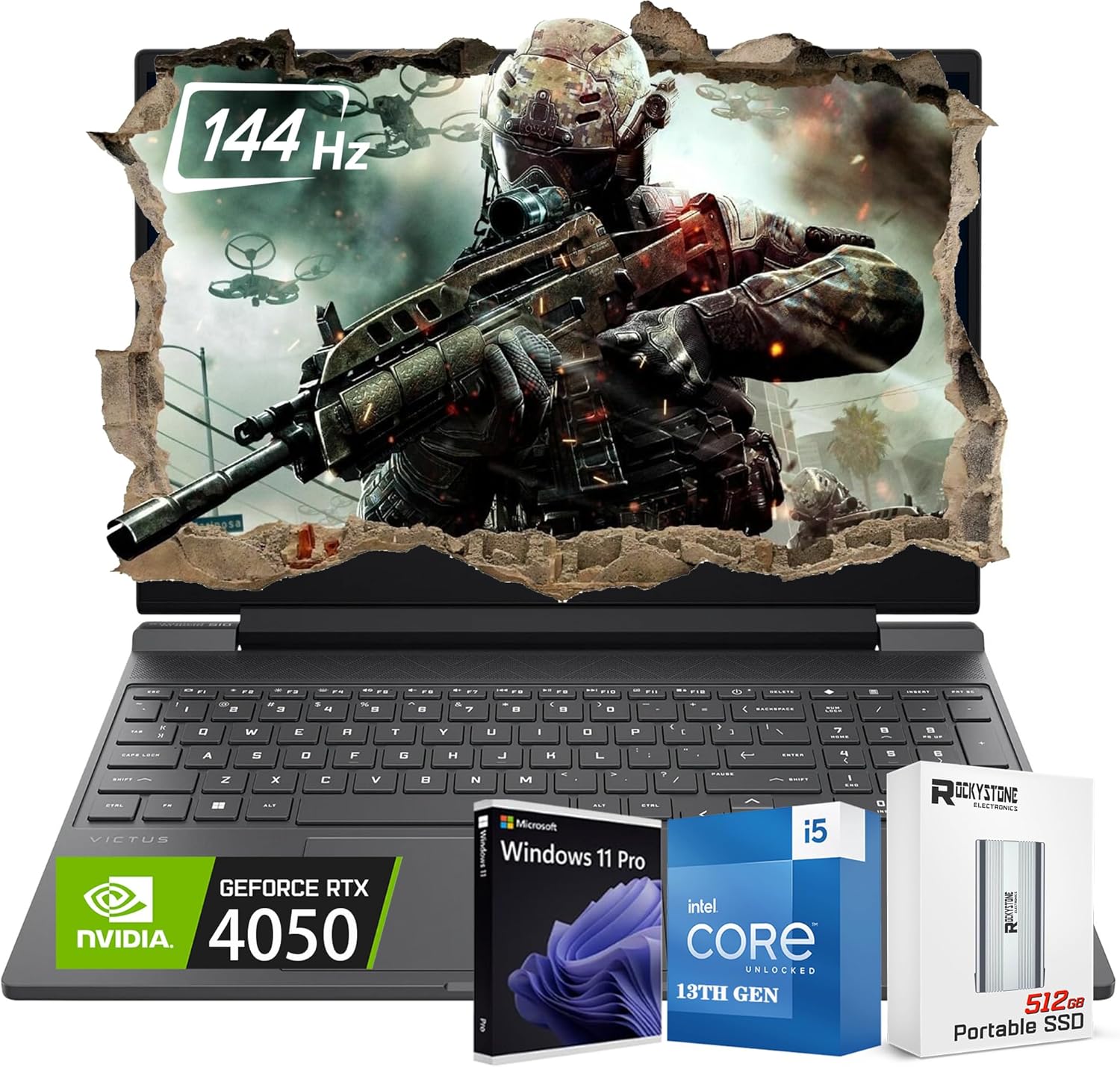 HP Victus 15.6" 144Hz FHD IPS Premium Gaming Laptop, RTX 4050 Graphics, 13th Intel 8-Core i5-13420H Up to 4.6 GHz, Backlit KB, Bluetooth 5.3, W/512GB PSD, Windows 11 PRO(64GB |1TB SSD)
