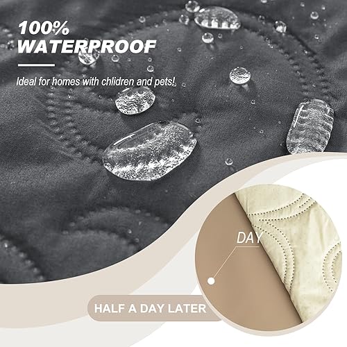 Miniatura 4 de Genina Fundas de sofá para sofá de 2 cojines, 100% impermeables, fundas de sofá reclinable de 3 asientos para sofás reclinables, protector de