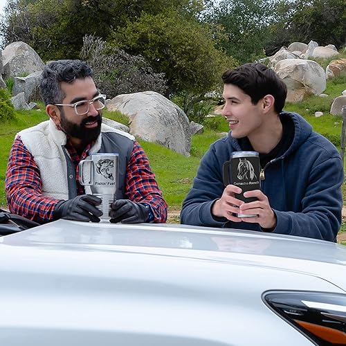 Vista 160 de LaserGram 15oz Vacuum Insulated Coffee Mug, Ankh, Personalized Engraving Included (Orange)