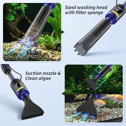 Miniatura 3 de Limpiador de peceras  Limpiador de grava para acuario, 530 GPH32 W, herramientas eléctricas de limpieza de tanque de peces de flujo de agua