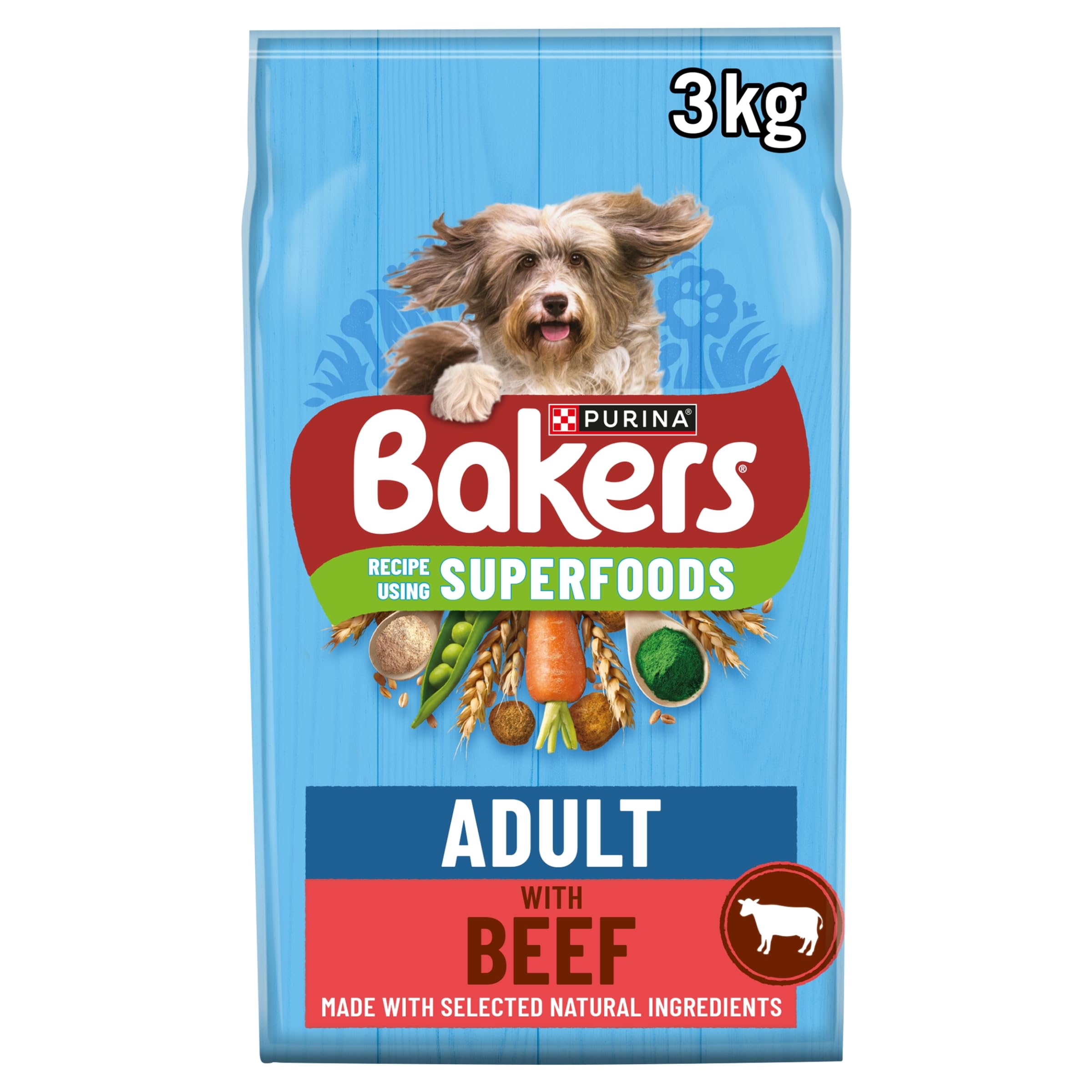 Bakers Superfoods Beef With Vegetables Dry Dog Food - 3Kg