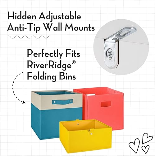 Miniatura 6 de RiverRidge Rincón de lectura para niños y banco de almacenamiento de cubos blancos con asiento acolchado cómodo y organizador de juguetes, color