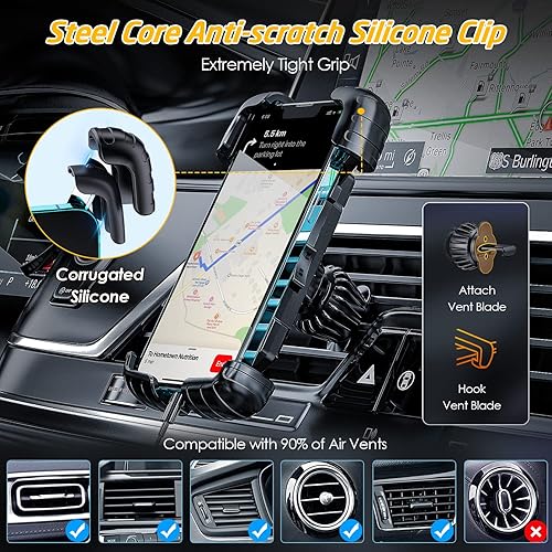 Miniatura 3 de Armor - Soporte para teléfono con ventilación de aire para automóvil, soporte de teléfono para teléfonos celulares con nuevos cierres de ventilación