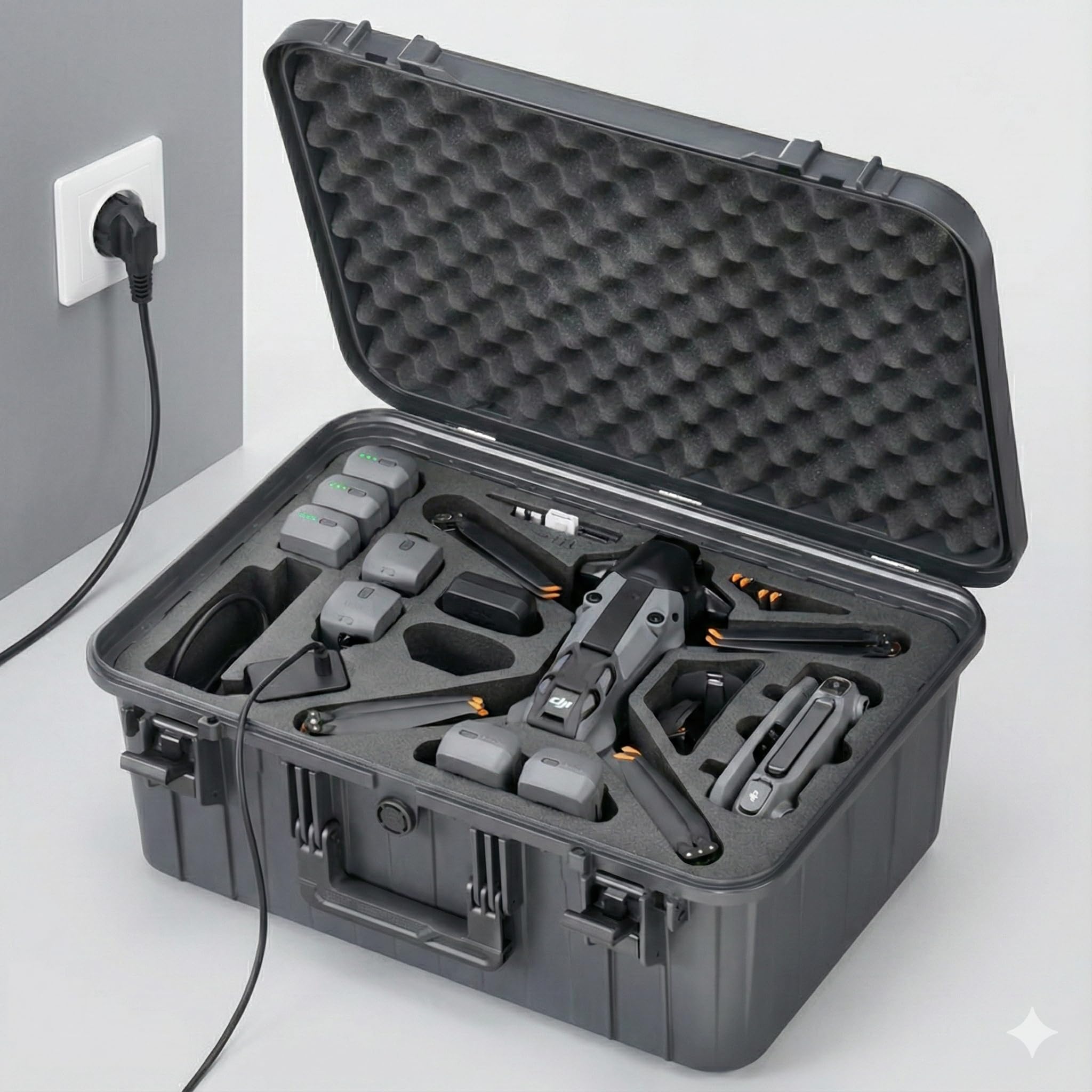 TOMcase Drohnenkoffer „Ready-to-Fly” für DJI Mavic 4 Pro | Koffer für Fly More/Creator Combo, mt RC2/RC Pro 2 – Hardcase wasserdichter ECO Schutzkoffer – Made in Germany