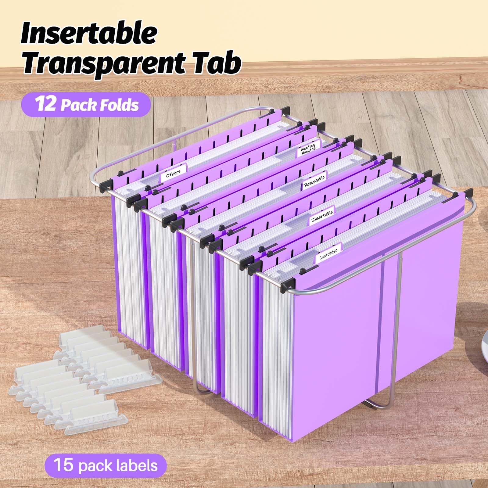 Lot De 12 Dossiers Suspendus En Plastique Renforcé - Format Lettre, Capacité 5,1 Cm, Fermeture Latérale - Gris Pour Bureau, Maison
