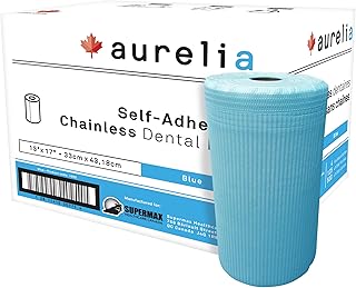 Aurelia Practical Self-Adhesive High Absorbency Dental Bib Roll, 13" x 17" (4 Rolls)