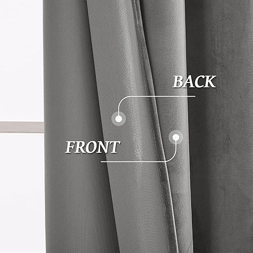 Miniatura 99 de RYB HOME Cortinas de terciopelo súper lujosas con diseño de bolsillo para barra, cortinas de privacidad con aislamiento térmico para oscurecer