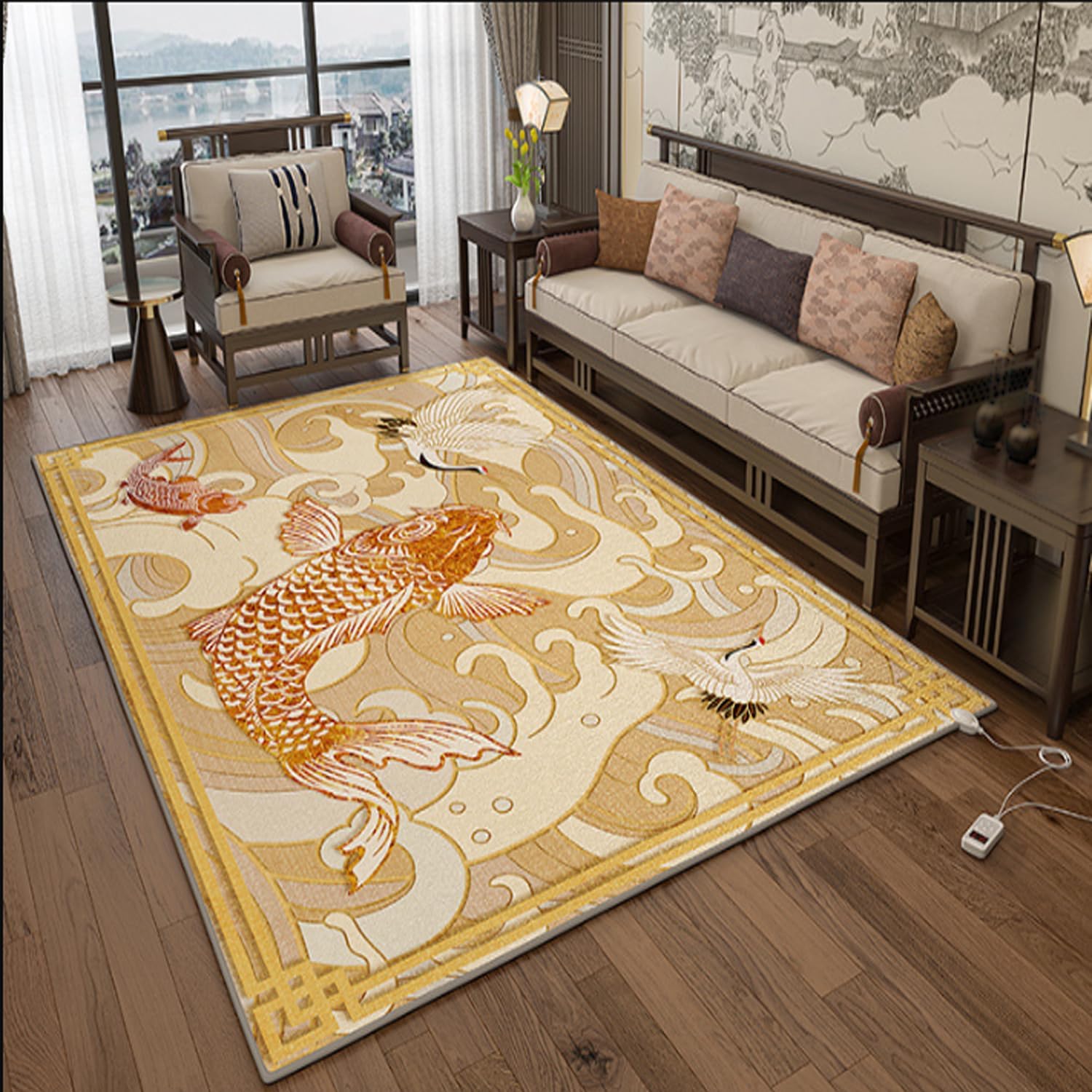 Electric Space Heater, Heated Floor Mats, Adjustable Temperature Toes Warming Heater, Under Desk Foot Warmer, Electric Heating Carpet Pads, for Living Room Bedroom Yoga Room,80x120cm