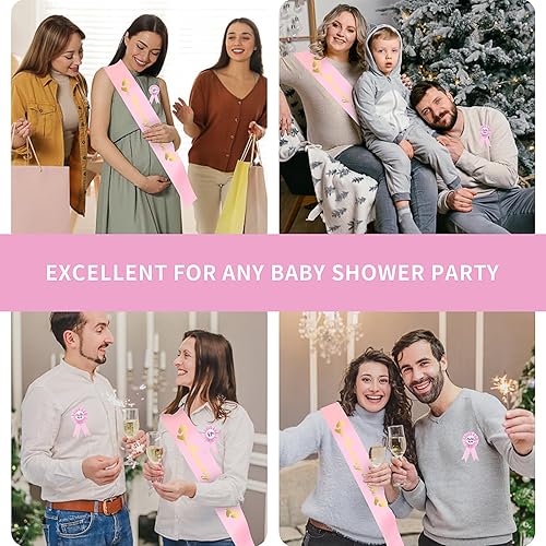 Miniatura 5 de 3 bandas para mamá a ser, banda para baby shower, para mamá a ser para mamá embarazada, decoración de baby shower (rosa)