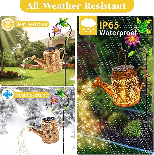 Miniatura 39 de Faroles solares impermeables para exteriores, regadera de colibrí, decoración de jardín, luces solares colgantes para camino, arte de patio