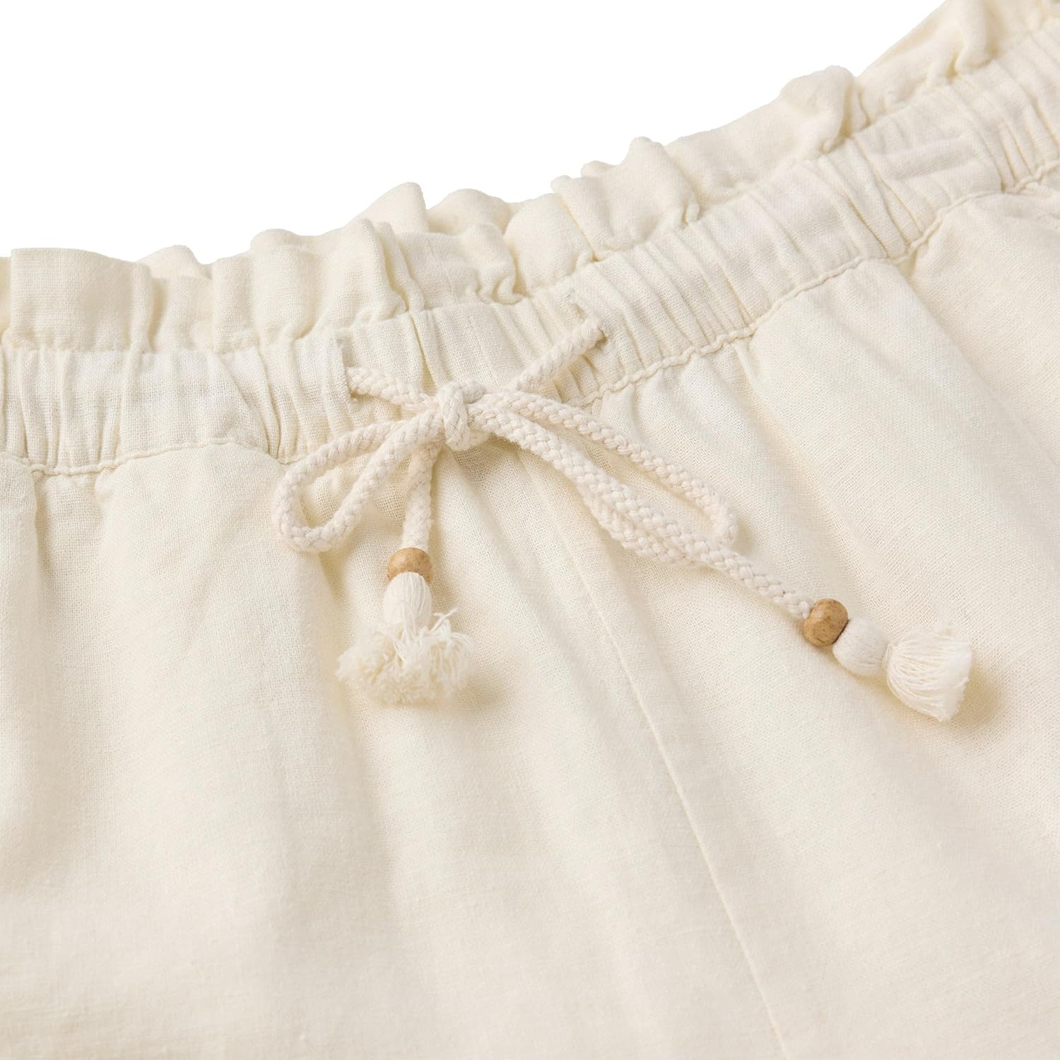 HANG TEN Women's Linen Blend Summer Shorts - Lightweight Casual Elastic Waist Shorts with Pockets - Relaxed Fit (Cream, XXL) - Image 5