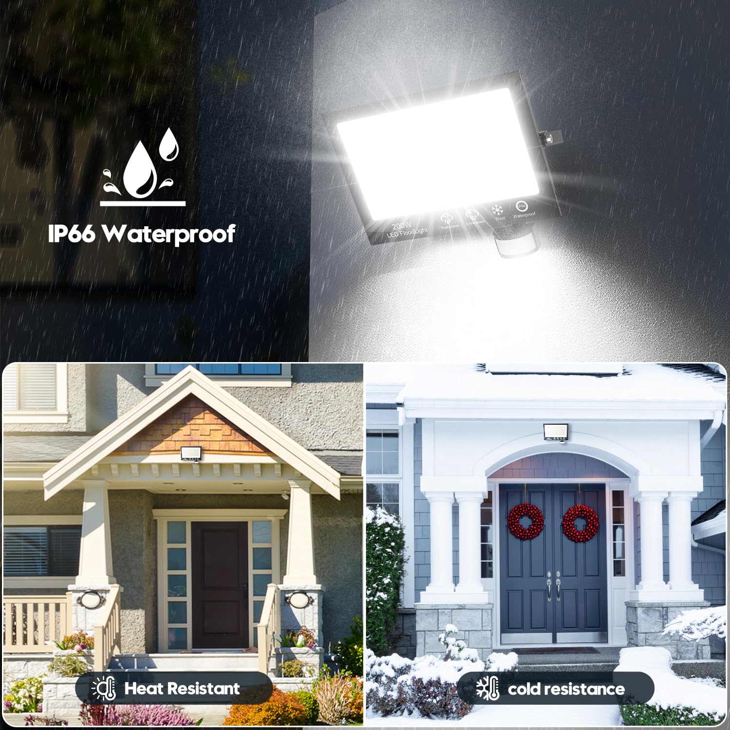 200W LED Strahler mit Bewegungsmelder Außen, Superhell 20000LM Außenstrahler, IP66 Wasserdicht LED Aussenleuchte Fluter mit Fernbedienung, 6500K Kaltweiß Scheinwerfer Aussen für Garten, Garage, Hof