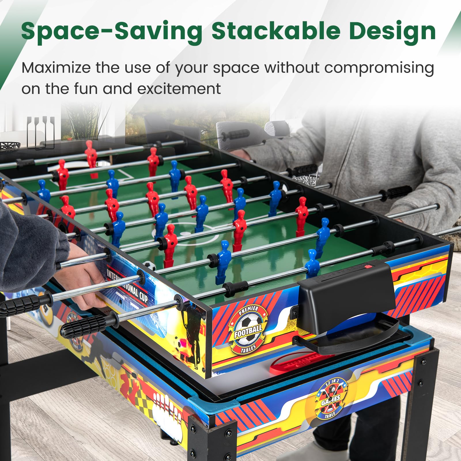 HOMASIS 12 in 1 Tavolo da Gioco, Tavolo Multifunzione con Accessori, Calcio Balilla, Hockey, Ping Pong, Biliardino Professionale per Casa, Bar, Ufficio per Adulti e Bambini dai 6 Anni in su