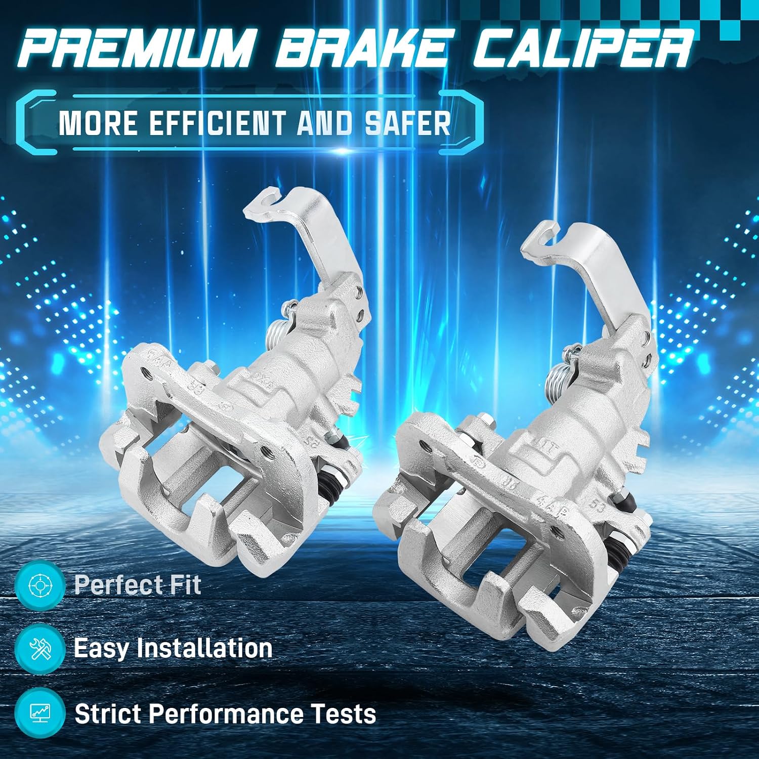 IRONTEK 19B2068 19B2069 Rear Brake Caliper Driver & Passenger Side Fit for 2004-2008 for Acura TSX, 1998-2007 for Honda Accord, Rear Left & Right Side Disc Brake Caliper Assembly