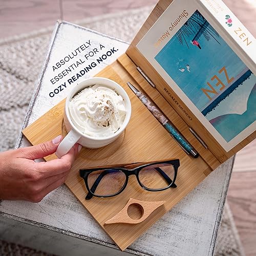 Miniatura 7 de Soporte triangular de bambú para libros, perfecto para tu rincón de lectura, regalo ideal para lectores y ratones de biblioteca