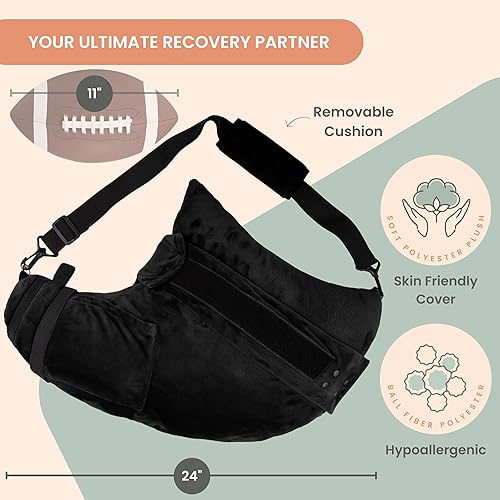 Vista 6 de MOYOAMA Almohada para después de cirugía de hombro con correas y bolsillo, almohadas de manguito rotador para dormir, elementos esenciales después