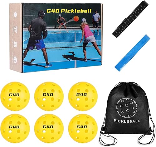 Miniatura 2 de Bolas de pickleball para exteriores, 40 agujeros, paquete de 12 bolas de pickleball, color amarilloverde, de alto rebote y duraderas, para pista de