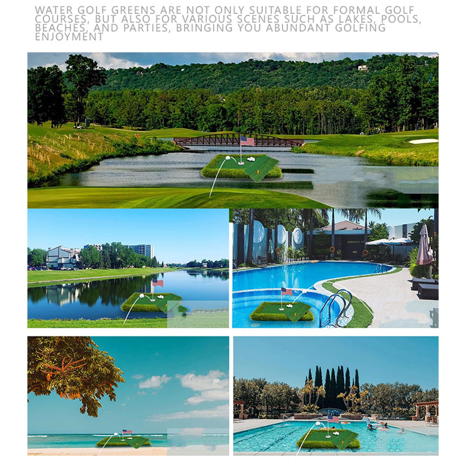Jeu De Golf Flottant pour Piscine, Jeu De Synthétique pour Putting Flottant, Tapis De Frappe pour Améliorer Les Compétences Activités D'entraînement pour Adultes en Plein Air Piscine Lac Jardin
