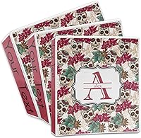 Vista 3 de Carpeta personalizada de 3 anillas de calaveras y flores de azúcar, 1 pulgada